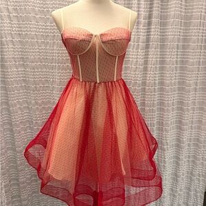 Red and Cream Mini Dress